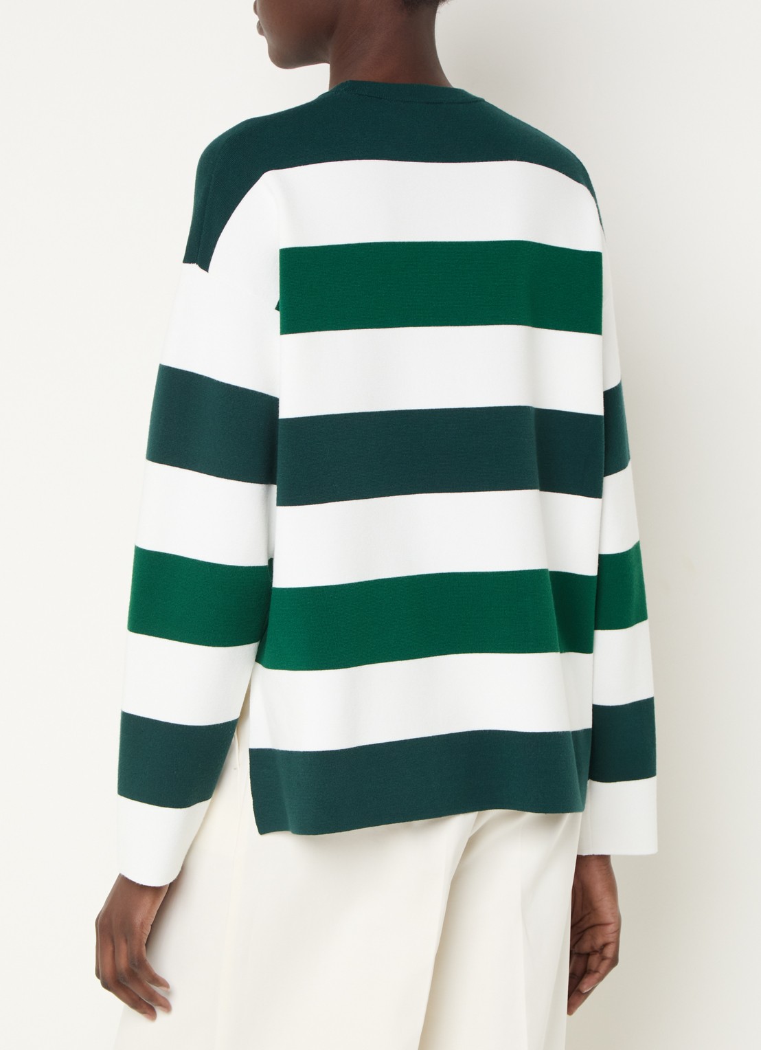 Max Mara Jesone cropped sweater met streepprint - achterkant donkergroen