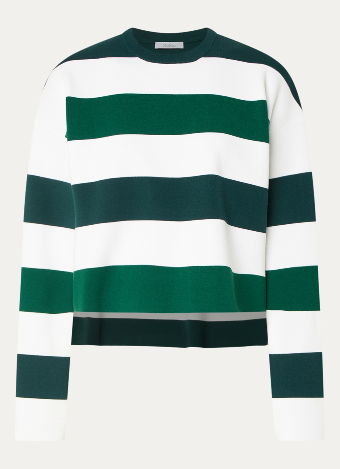 Max Mara Jesone cropped sweater met streepprint - voorkant 2 donkergroen