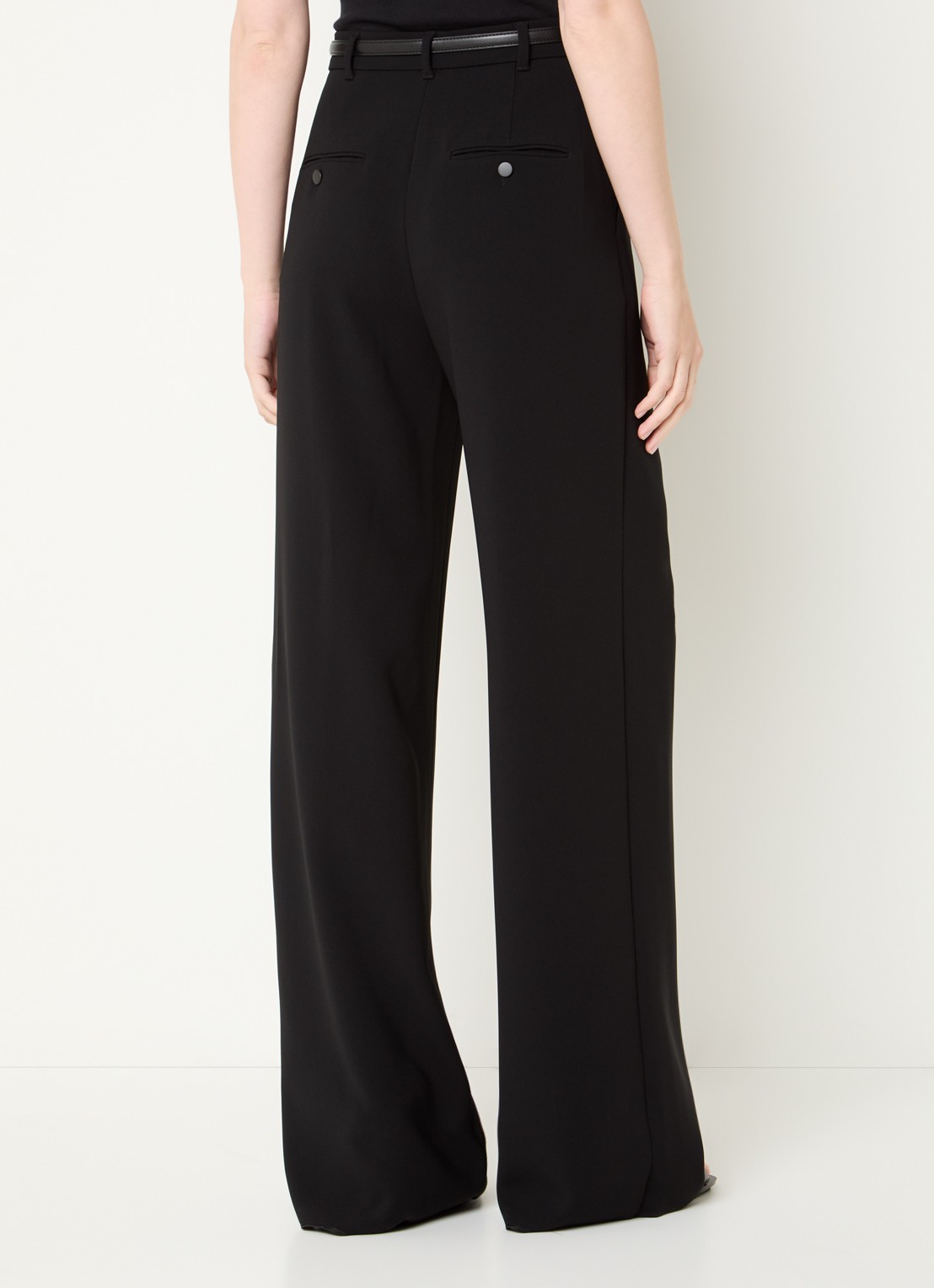 Max Mara Jez high waist straight fit pantalon met ceintuur  - achterkant 4 zwart