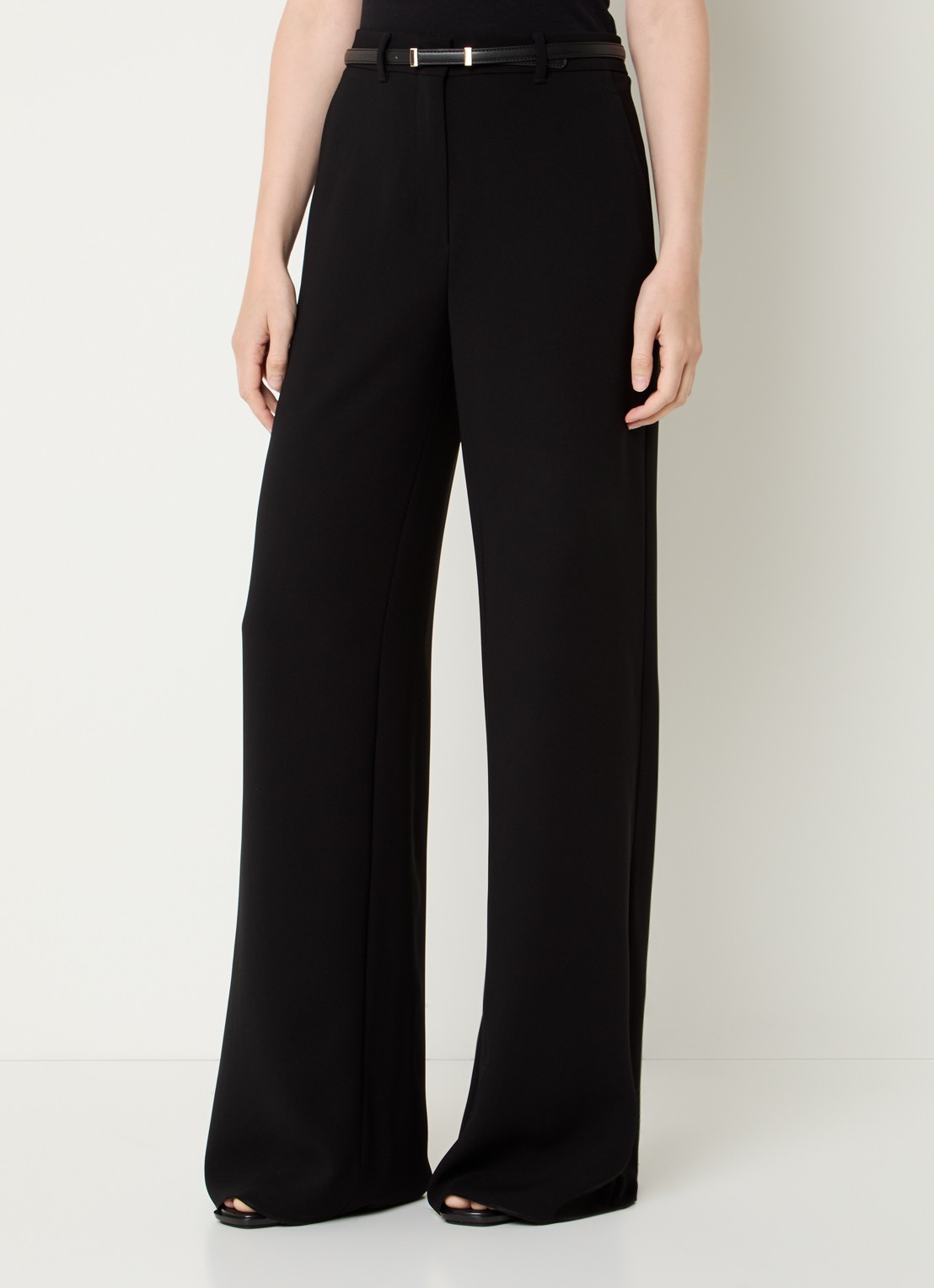 Max Mara Jez high waist straight fit pantalon met ceintuur  - detail 3 zwart