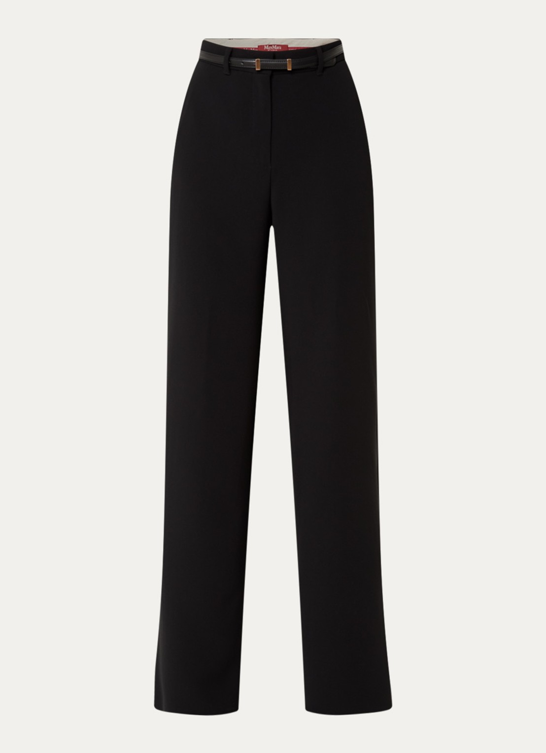 Max Mara Jez high waist straight fit pantalon met ceintuur  - voorkant zwart
