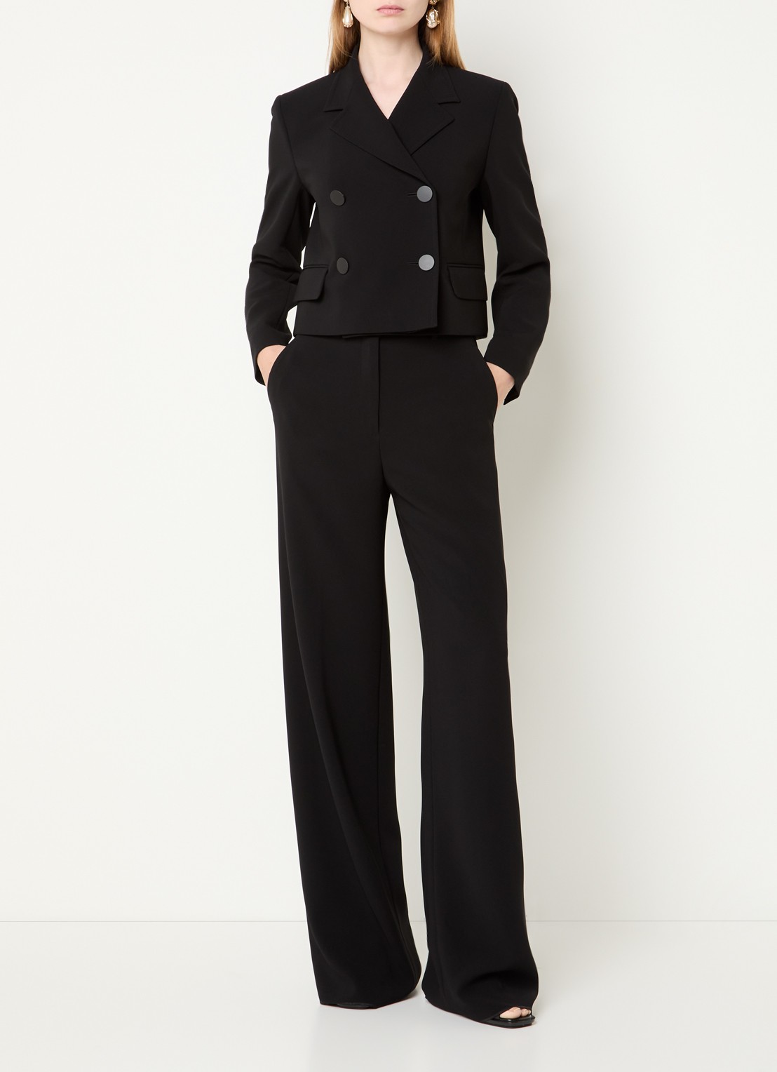 Max Mara Jez high waist straight fit pantalon met ceintuur  - voorkant 2 zwart