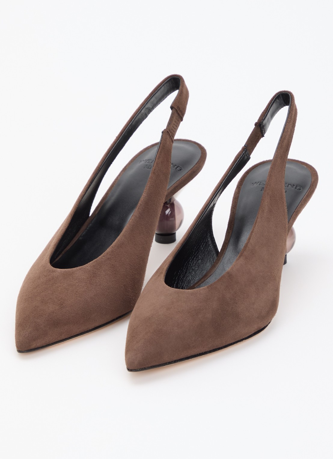 Max Mara Kaorma slingback van geitensuède - detail 3 chocoladebruin