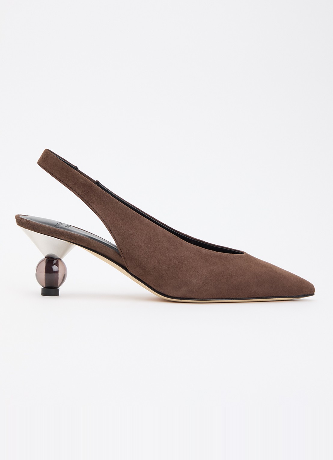 Max Mara Kaorma slingback van geitensuède - voorkant 2 chocoladebruin