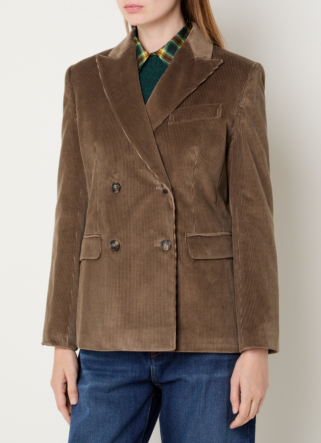 Max Mara Katanga double-breasted blazer van corduroy - detail lichtbruin