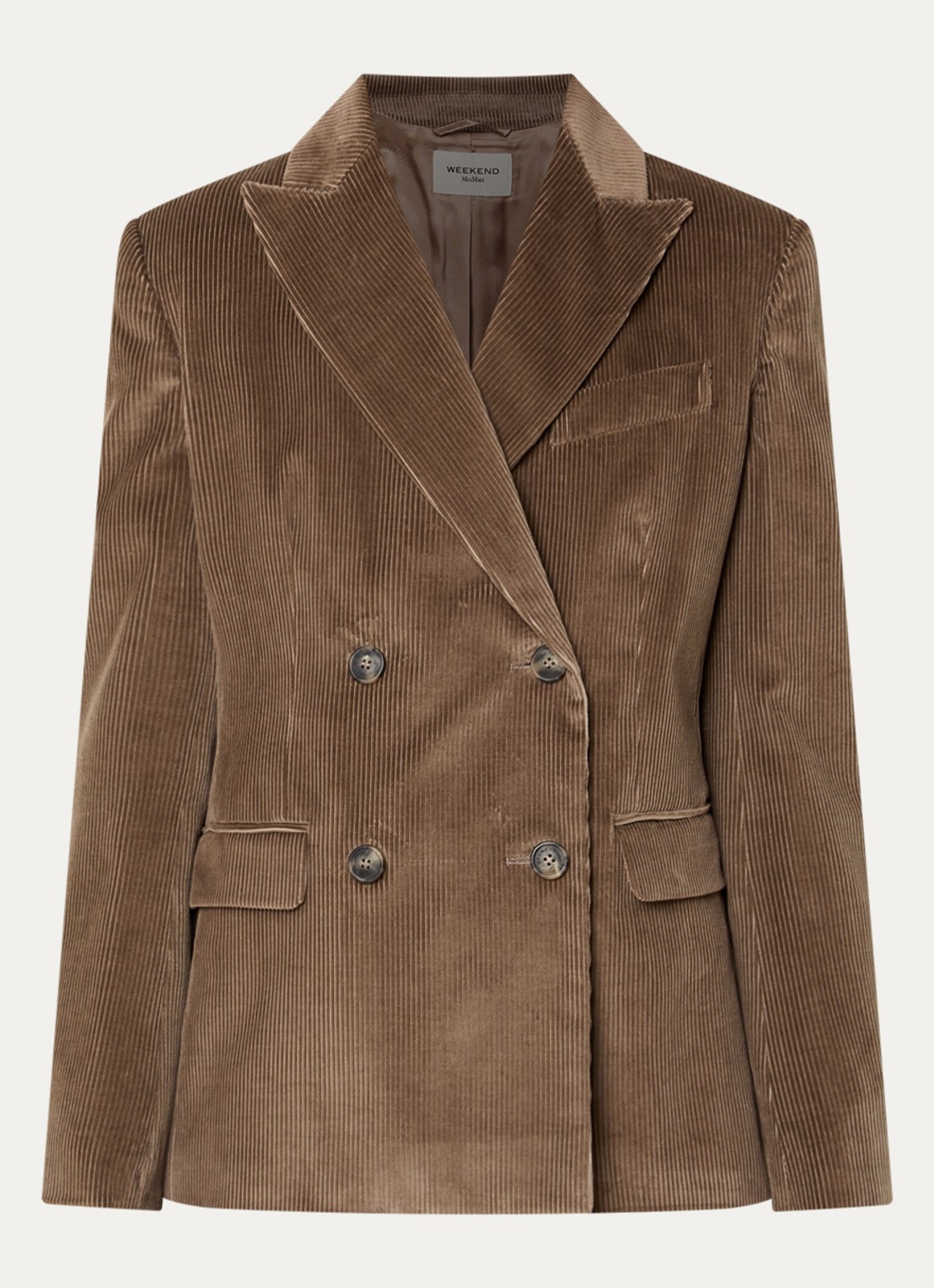 Max Mara Katanga double-breasted blazer van corduroy - voorkant 2 lichtbruin