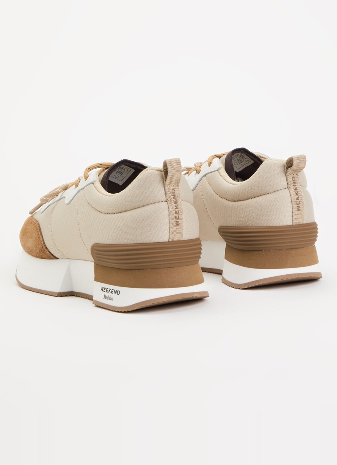Max Mara Kazambra sneaker met leren details en logo - achterkant 5 beige