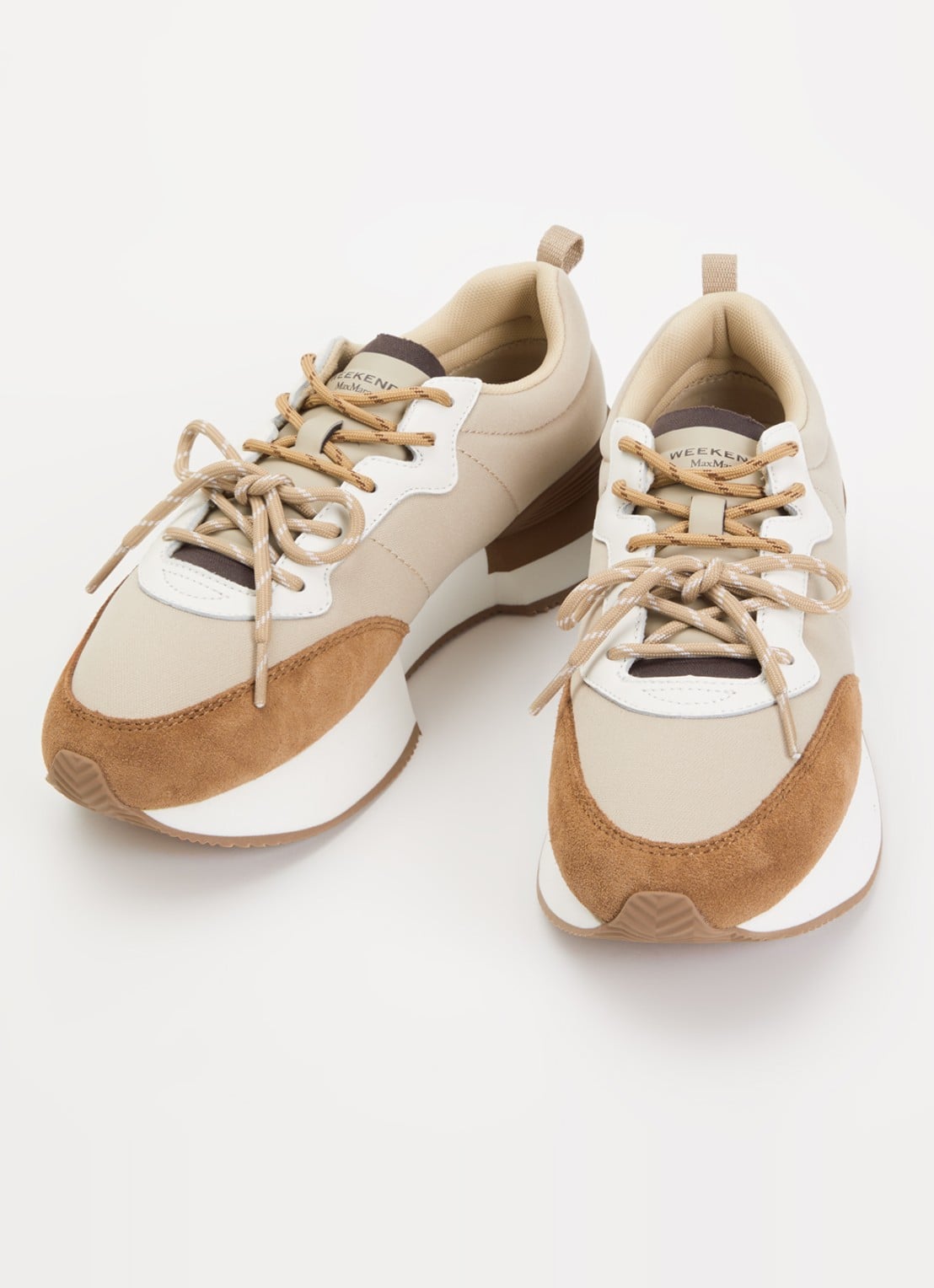 Max Mara Kazambra sneaker met leren details en logo - detail 2 beige