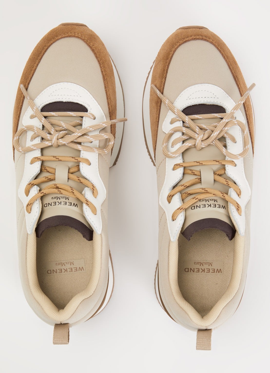 Max Mara Kazambra sneaker met leren details en logo - detail 3 beige