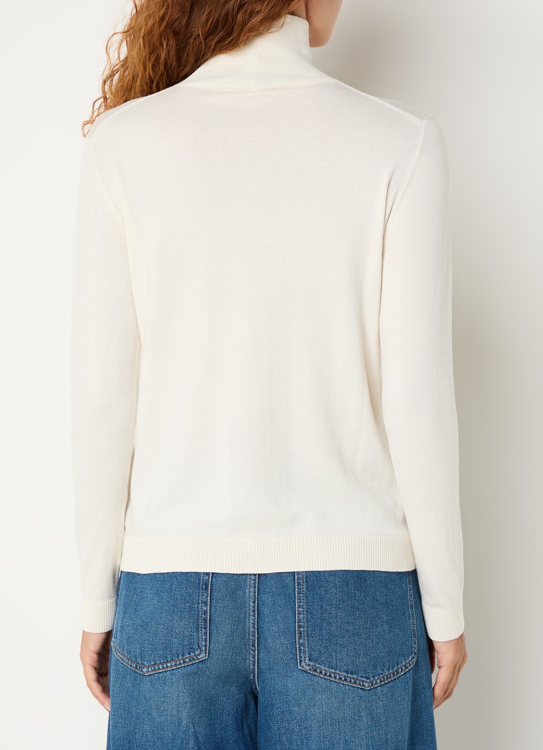 Max Mara Kiku fijngebreide coltrui in zijdeblend - achterkant creme