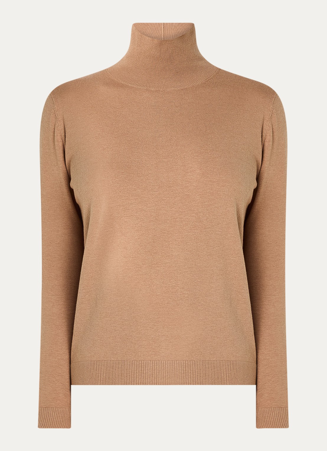 Max Mara Kiku fijngebreide coltrui in zijdeblend - voorkant 3 camel