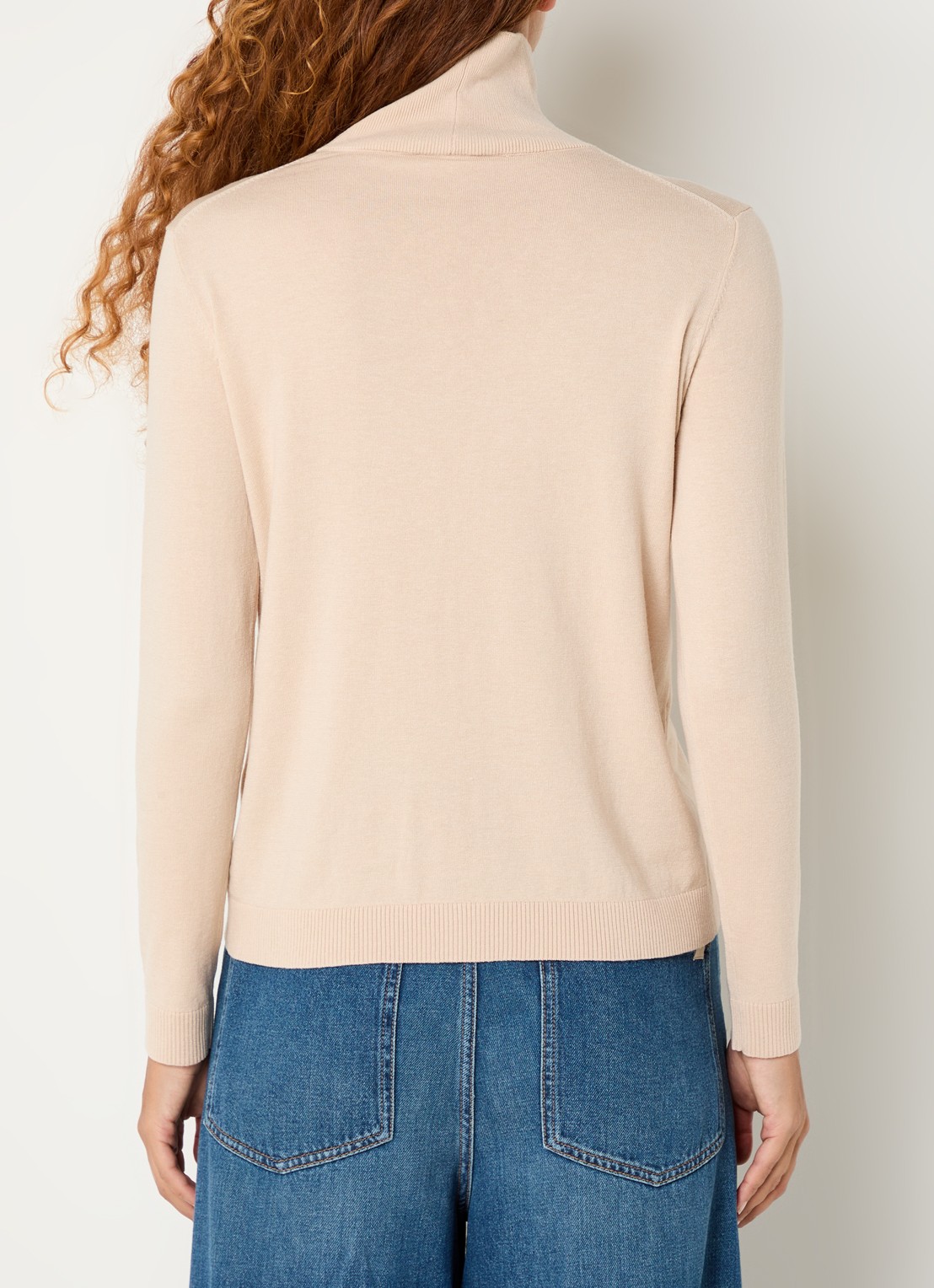 Max Mara Kiku fijngebreide coltrui in zijdeblend - achterkant beige