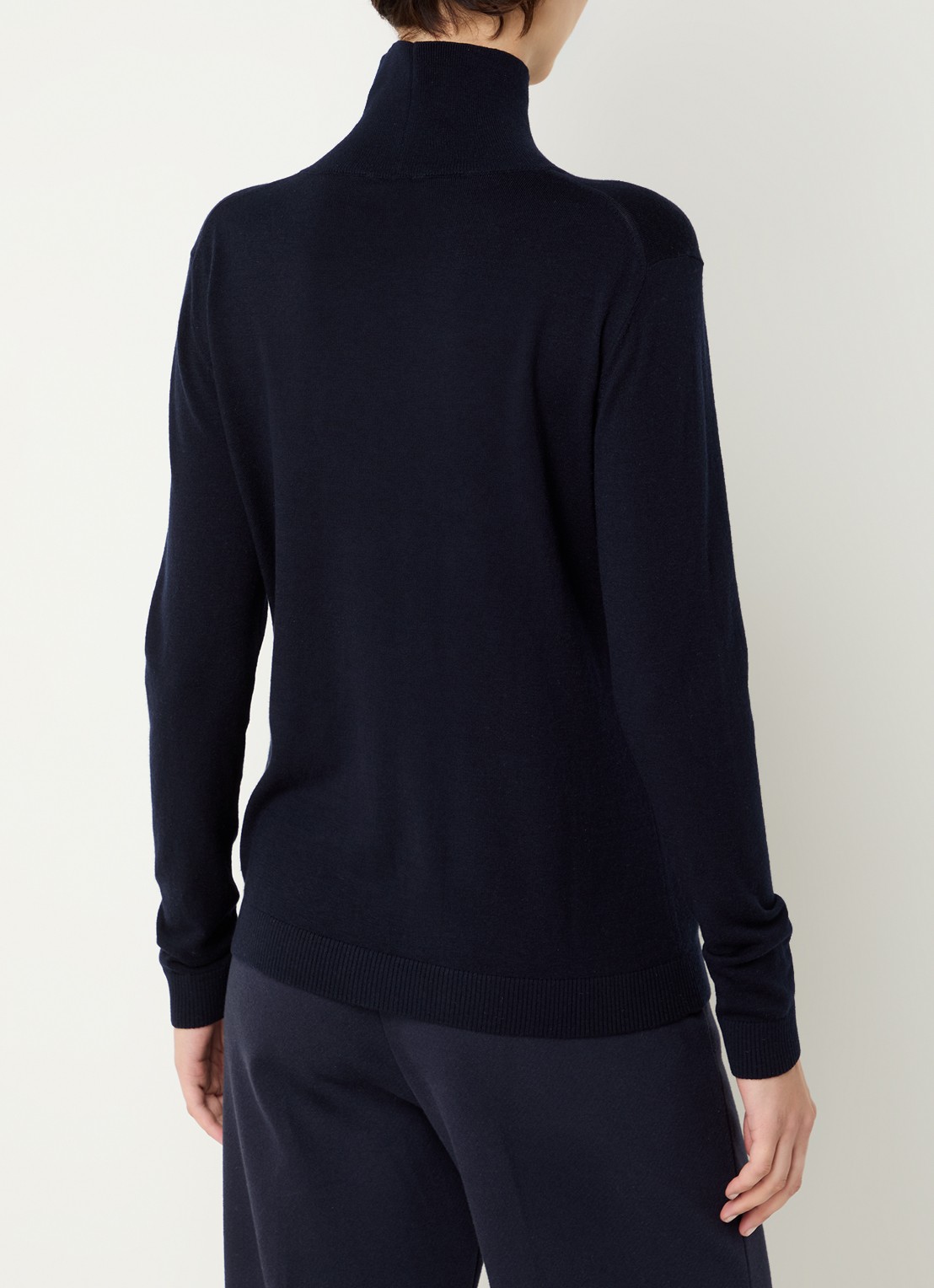 Max Mara Kiku fijngebreide coltrui in zijdeblend - achterkant 2 donkerblauw