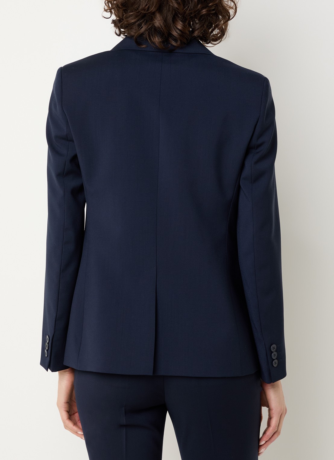 Max Mara Lamine blazer van scheerwol met schoudervulling en klepzakken - achterkant blauw
