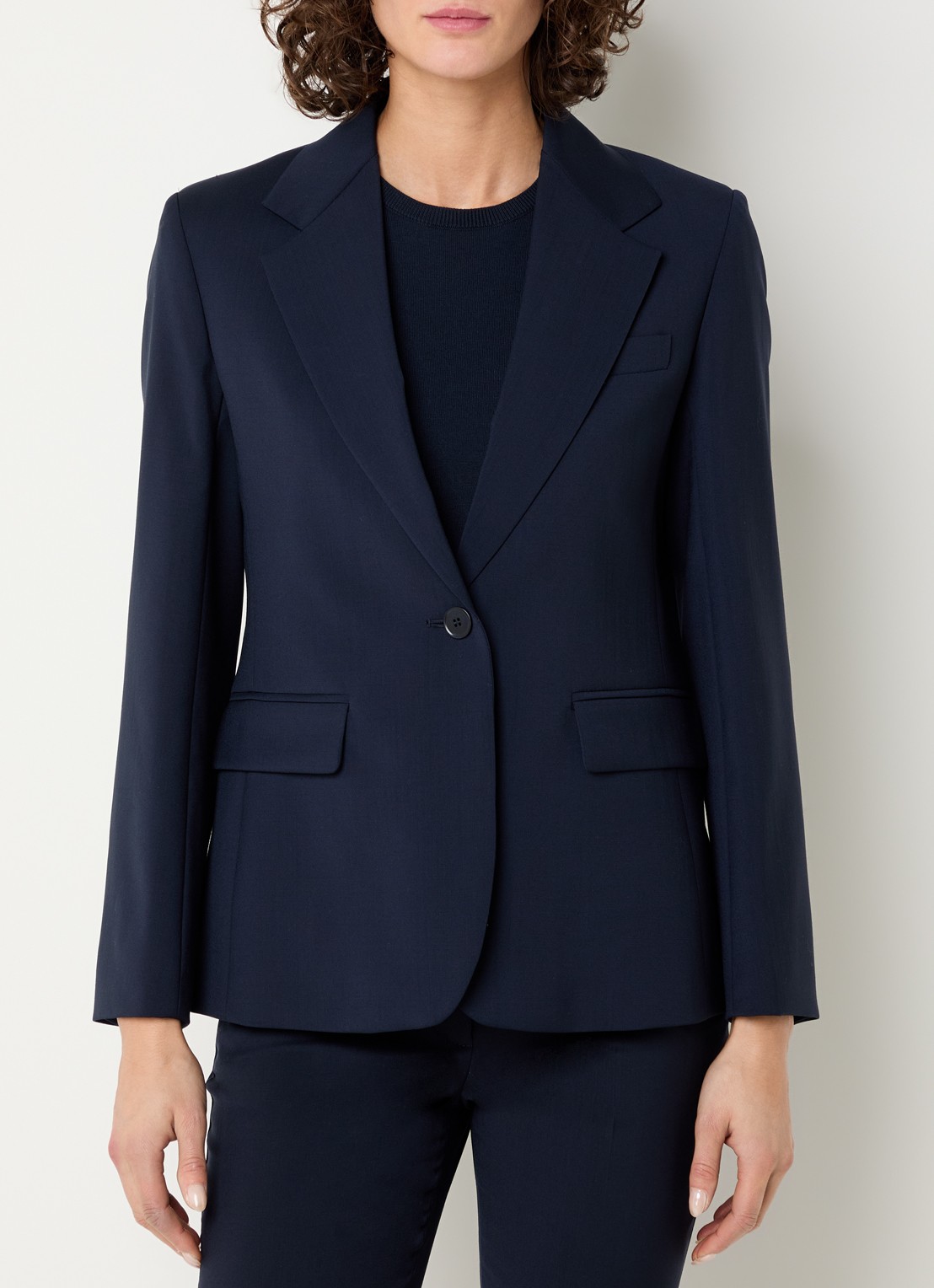 Max Mara Lamine blazer van scheerwol met schoudervulling en klepzakken - detail 4 blauw