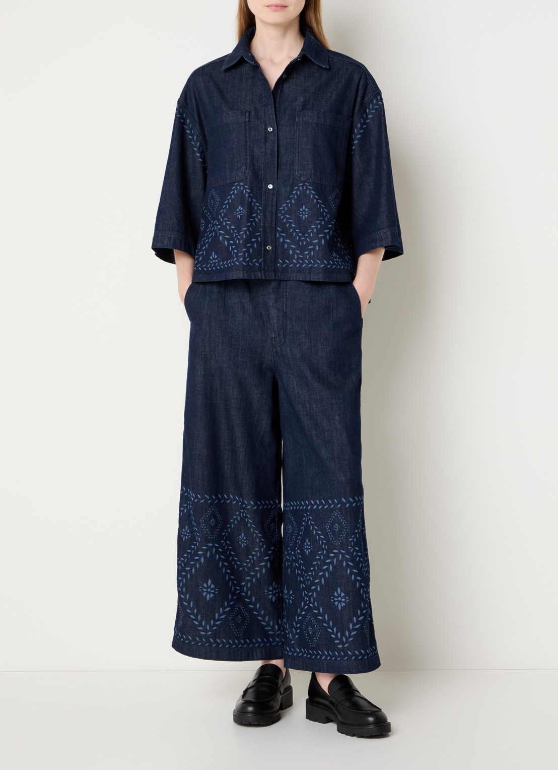 Max Mara Lampada high waist wide leg jeans met donkere wassing - voorkant 3 indigo