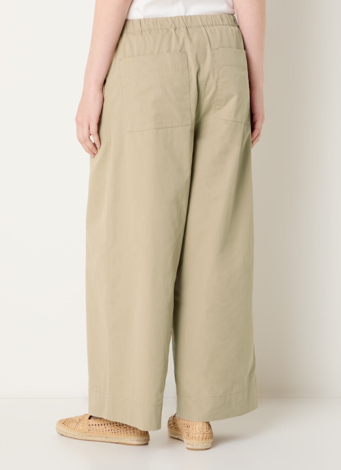 Max Mara Libero high waist wide fit broek met steekzakken - achterkant beige