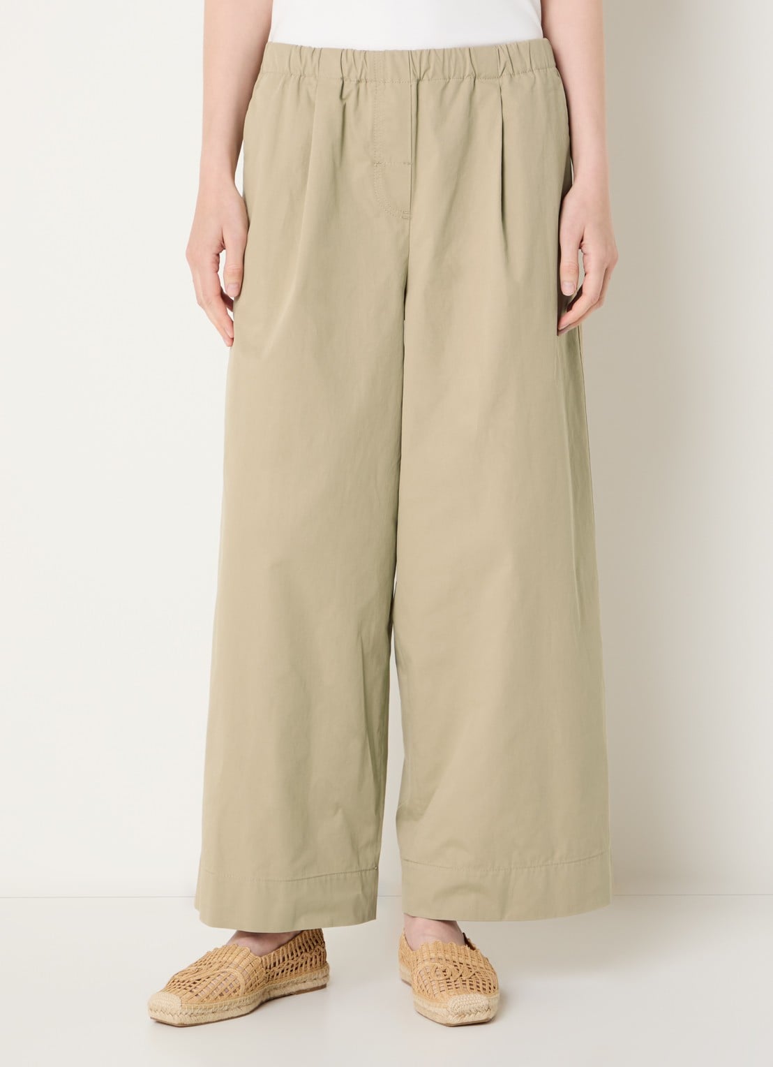 Max Mara Libero high waist wide fit broek met steekzakken - detail 4 beige