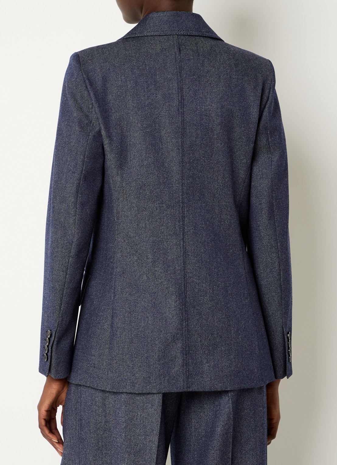 Max Mara Locarno double-breasted blazer van scheerwol met klepzakken - achterkant 4 donkerblauw