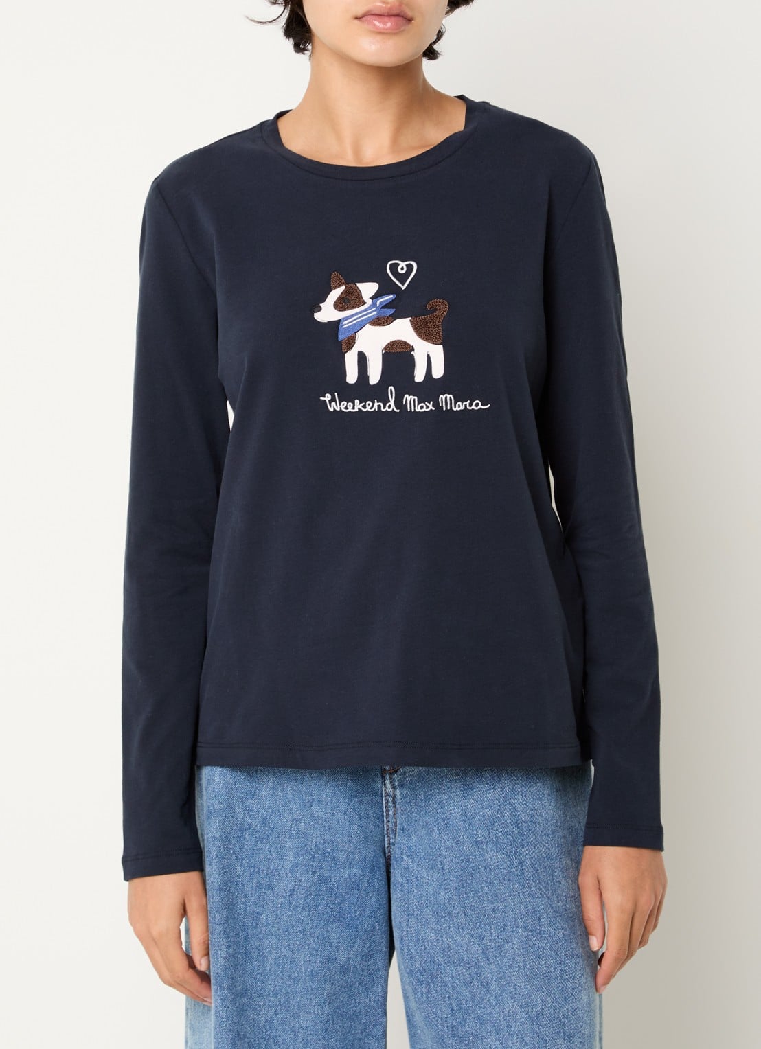 Max Mara Longsleeve met logoprint - detail 2 donkerblauw