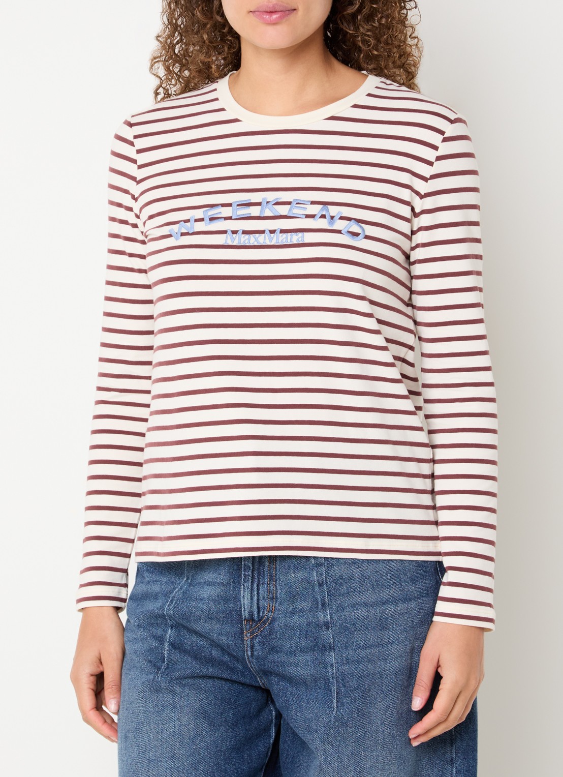 Max Mara Longsleeve met logoprint - detail 3 bordeauxrood