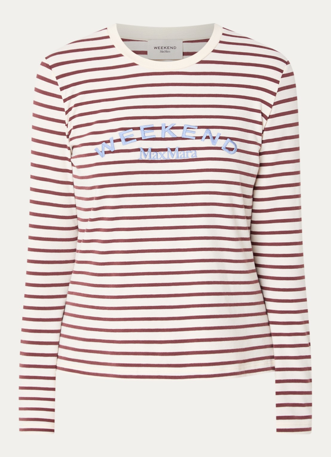 Max Mara Longsleeve met logoprint - voorkant bordeauxrood