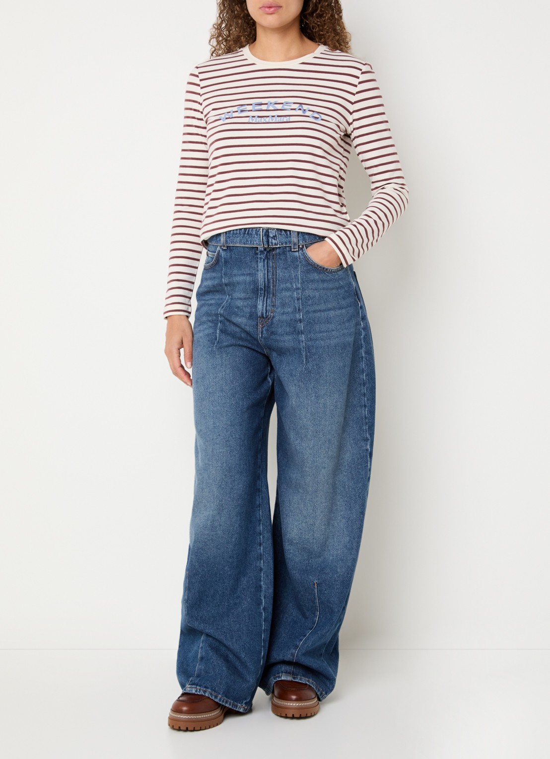 Max Mara Longsleeve met logoprint - voorkant 2 bordeauxrood