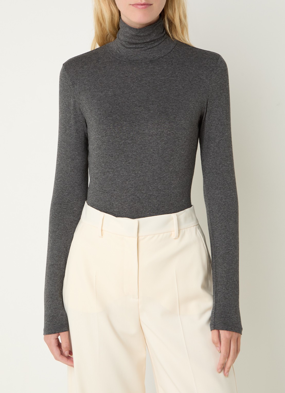 Max Mara Longsleeve van jersey met col  - detail 2 donkergrijs