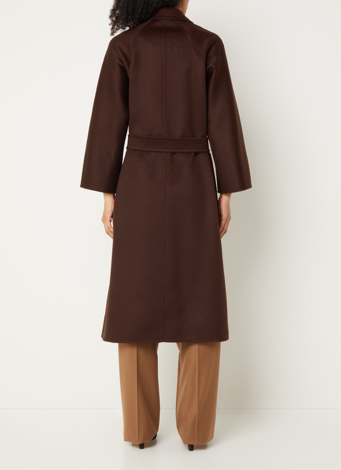 Max Mara Ludmilla mantel van kasjmier met strikceintuur - achterkant 2 bruin