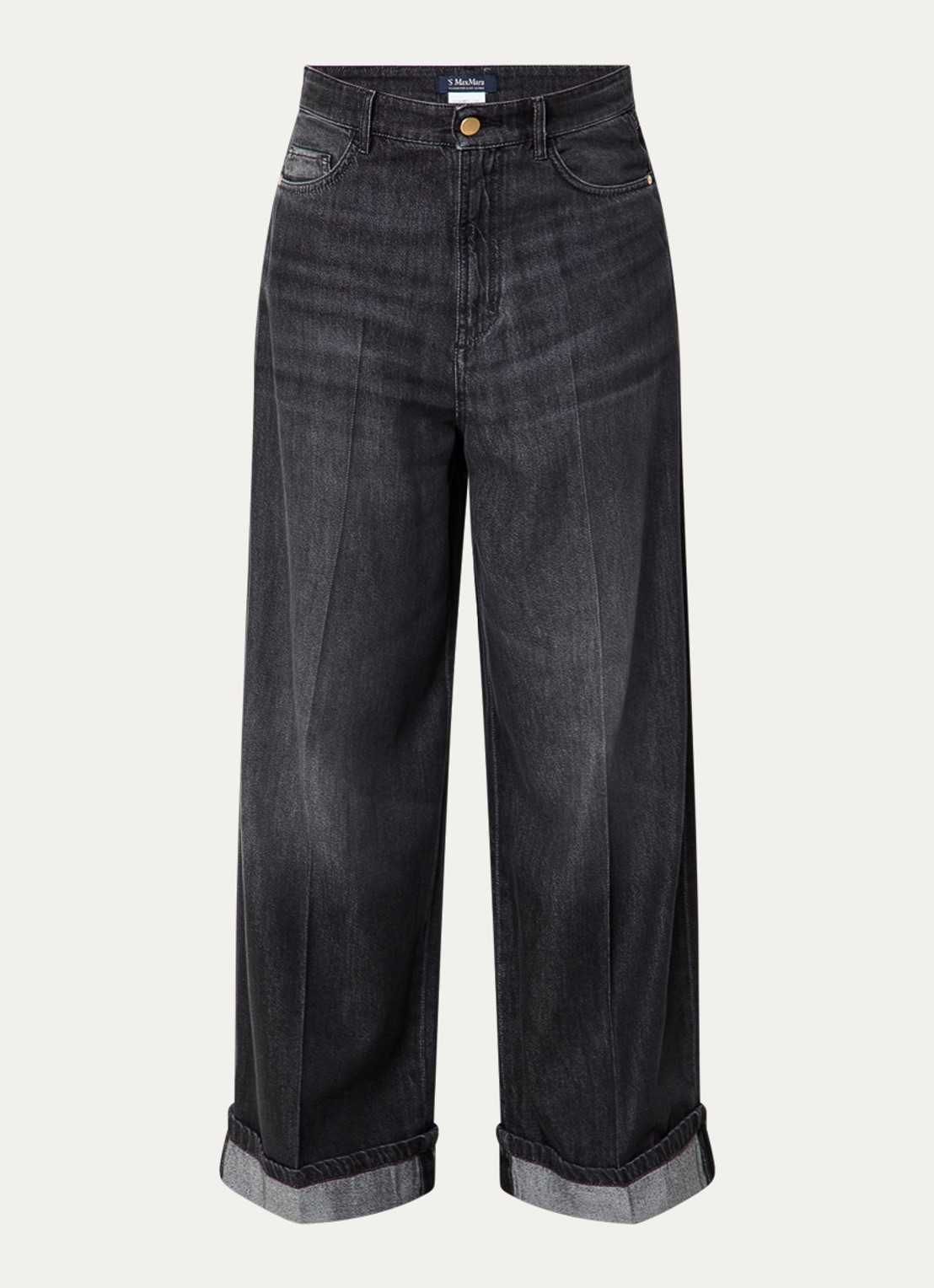Max Mara Lusso mid waist straight leg jeans met gekleurde wassing  - voorkant zwart