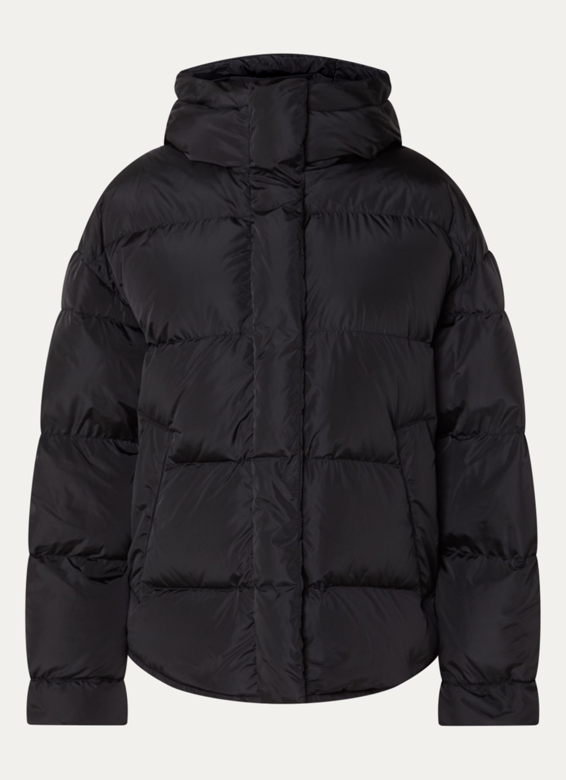 Max Mara Lusso puffer jack met capuchon en steekzakken - voorkant zwart