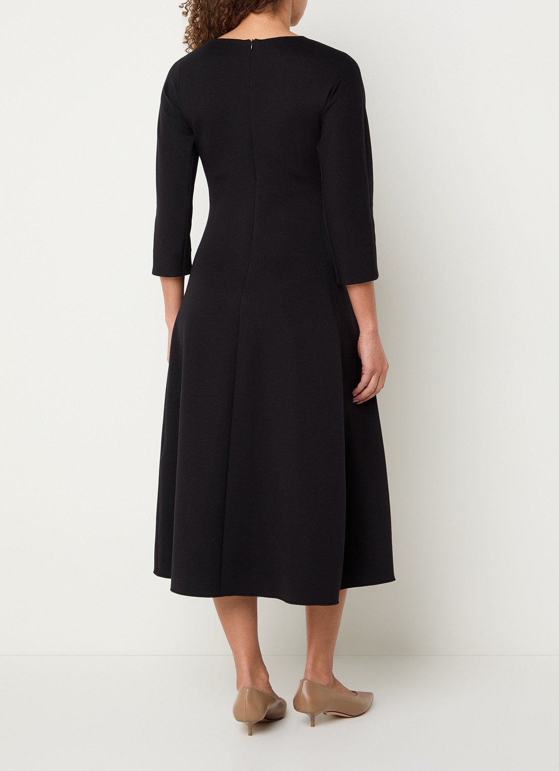 Max Mara Madesso Midi A-lijn jurk met V-hals - achterkant 4 zwart