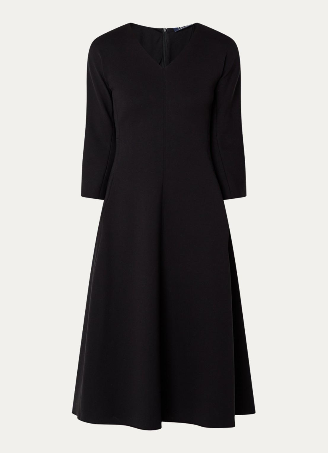 Max Mara Madesso Midi A-lijn jurk met V-hals - voorkant 2 zwart
