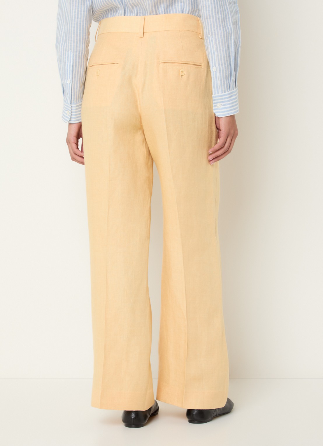 Max Mara Malizia high waist wide fit pantalon van linnen - achterkant geel