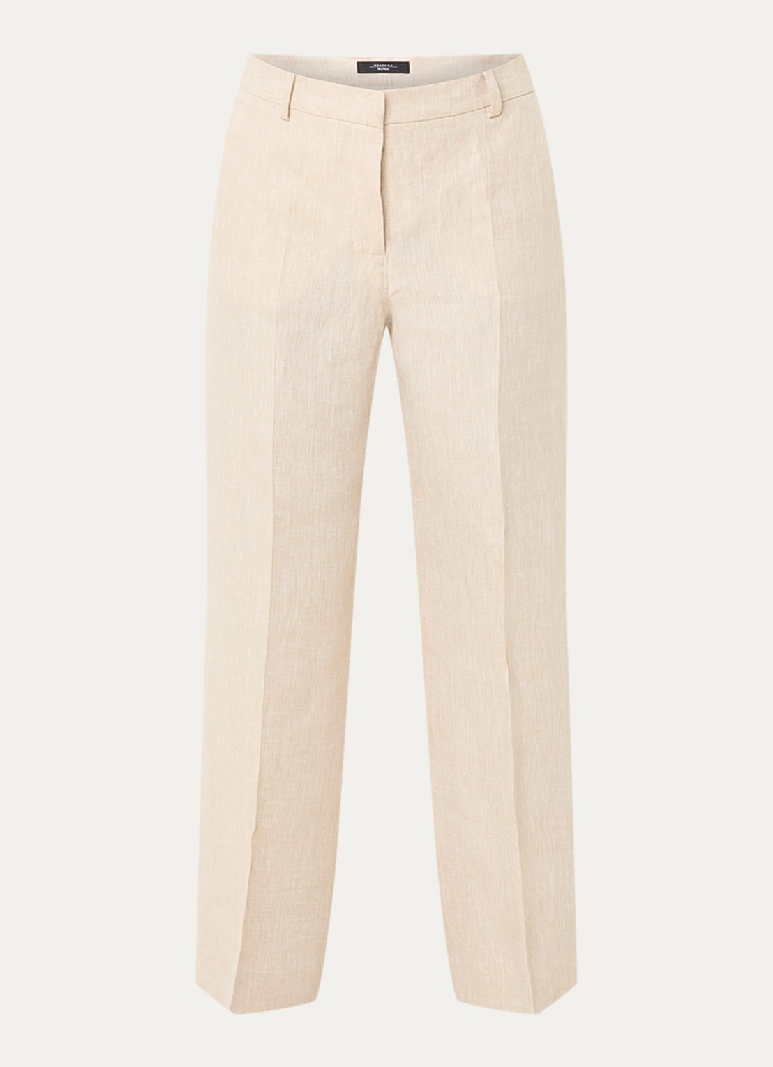 Max Mara Malizia high waist wide fit pantalon van linnen - voorkant 2 gebroken wit