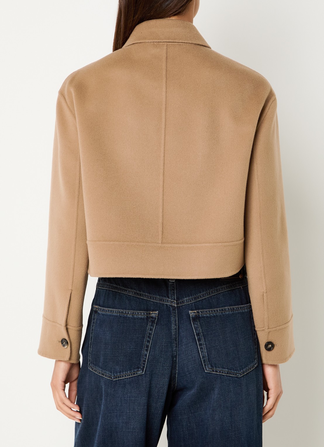 Max Mara Mantel in wolblend met borstzak - achterkant camel