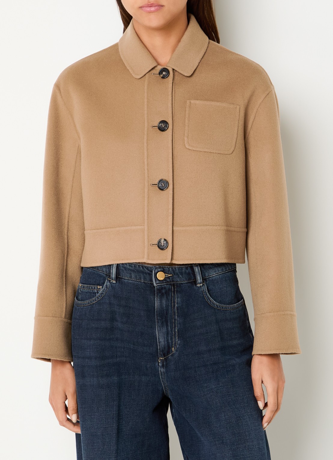 Max Mara Mantel in wolblend met borstzak - detail 2 camel