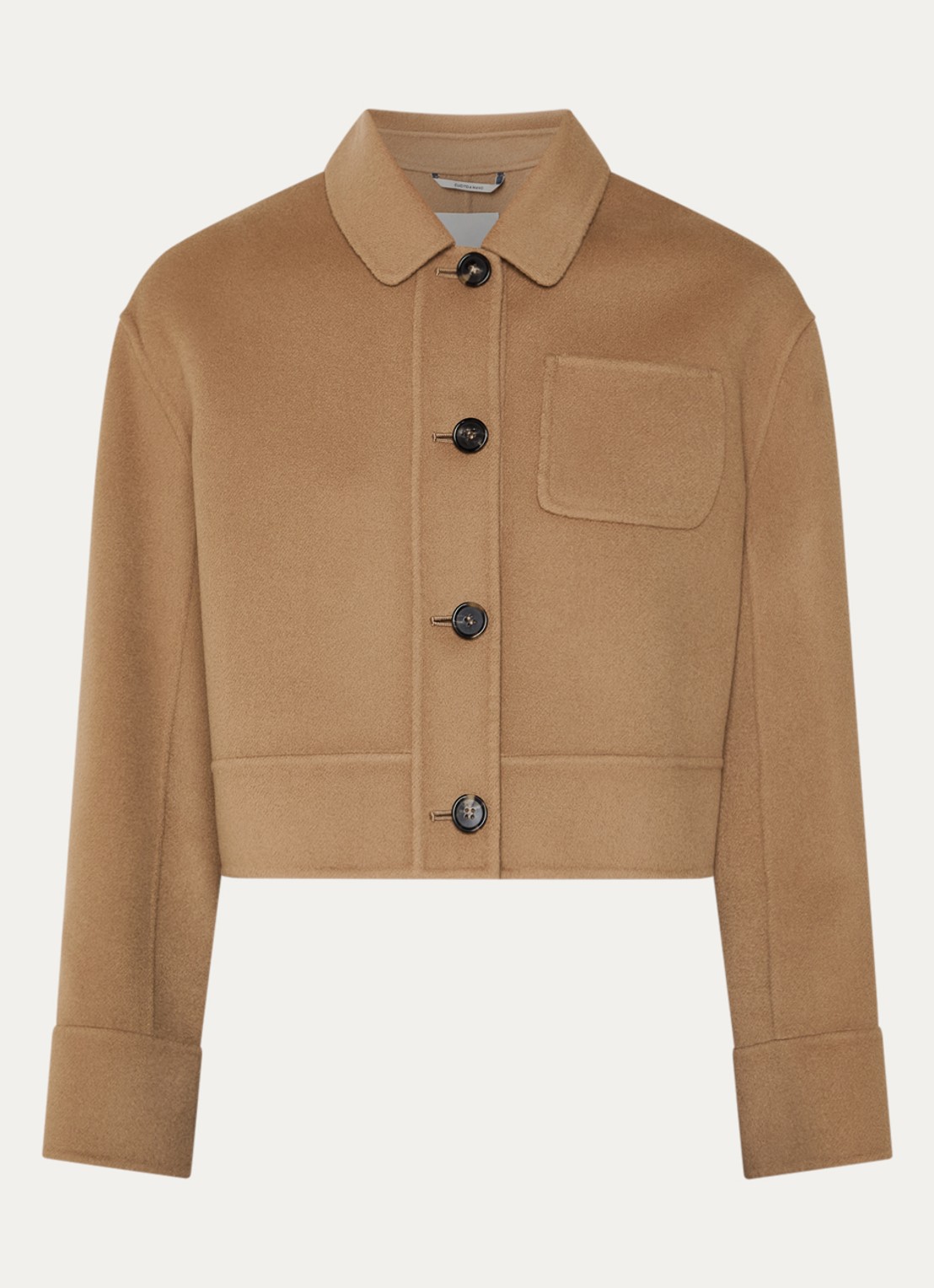 Max Mara Mantel in wolblend met borstzak - voorkant 3 camel