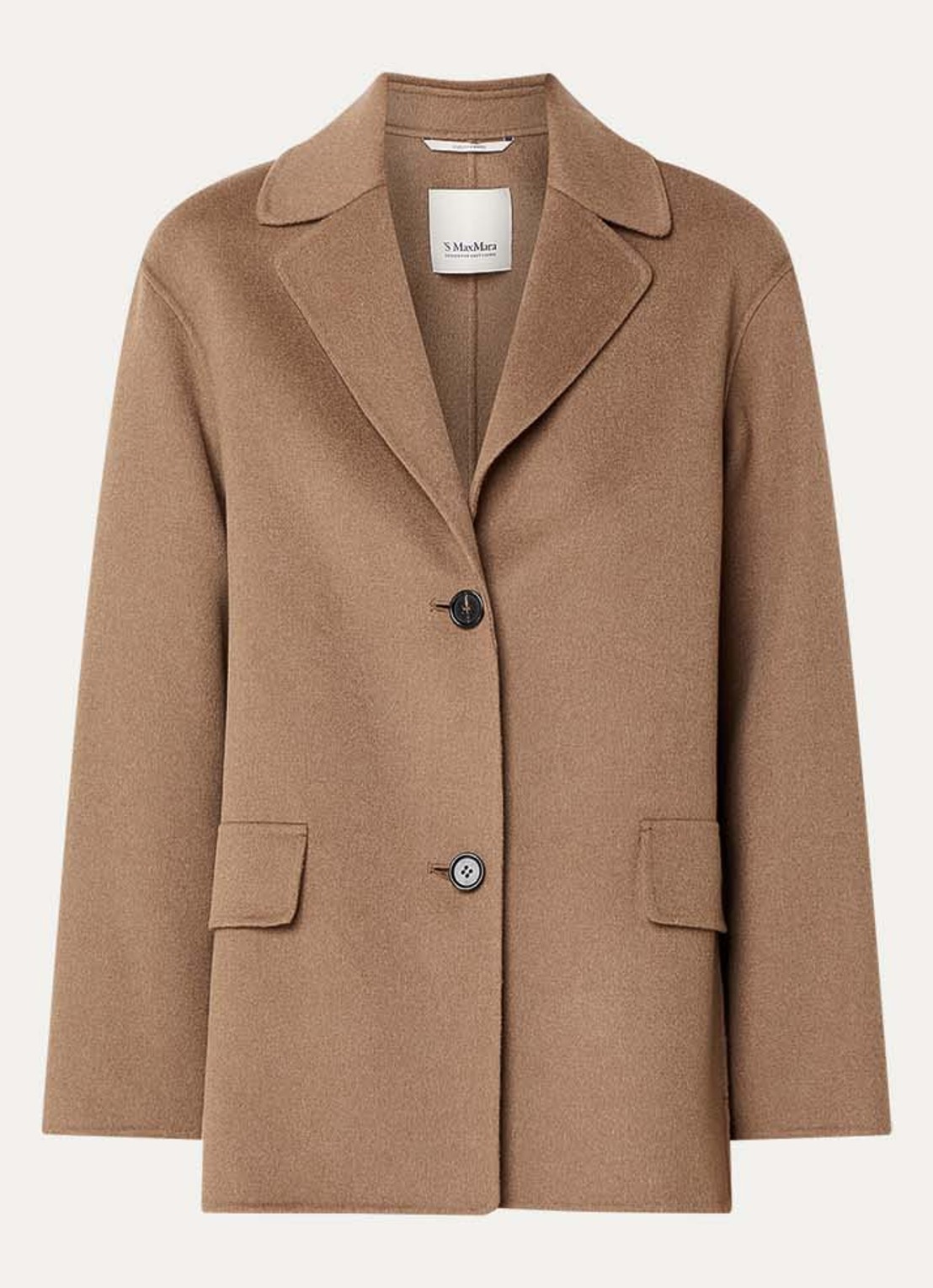 Max Mara Mantel van wol met steekzakken - voorkant 2 bruin