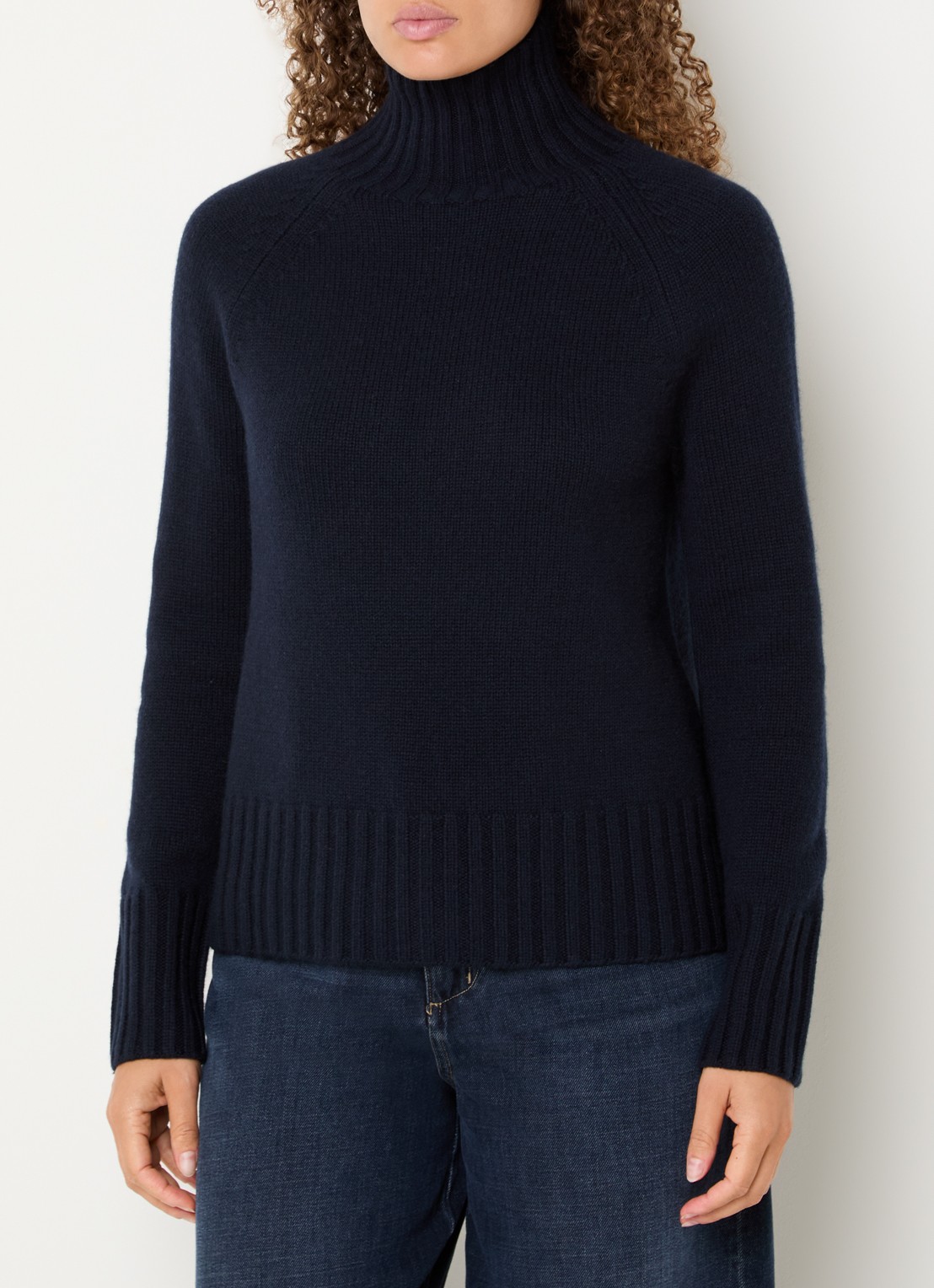 Max Mara Mantova fijngebreide trui in kasjmierblend met col - detail 2 donkerblauw
