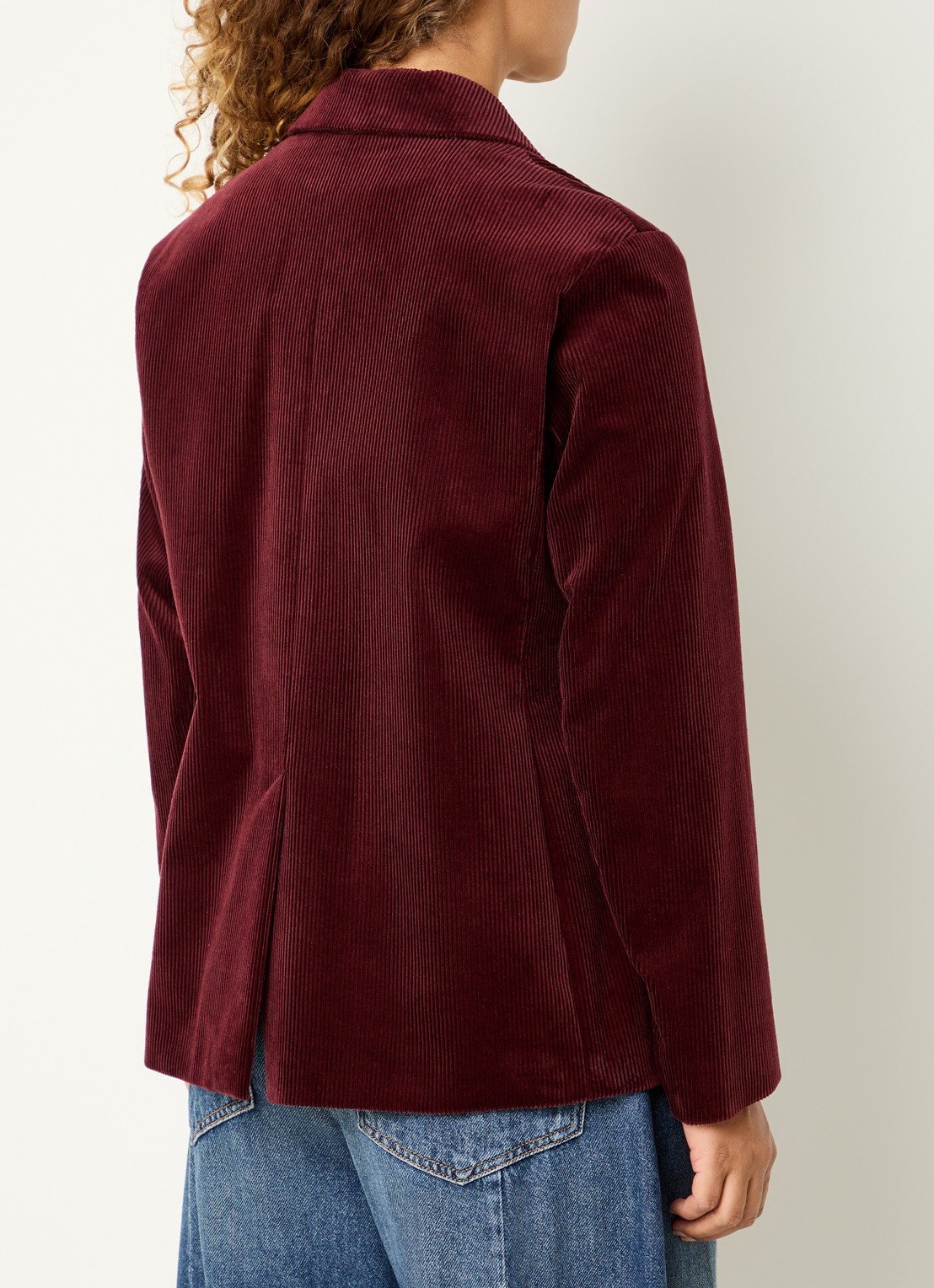 Max Mara Maranta blazer van corduroy met opgestikte zakken - achterkant 2 bordeauxrood
