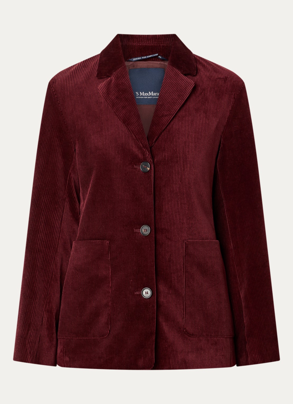 Max Mara Maranta blazer van corduroy met opgestikte zakken - voorkant 3 bordeauxrood