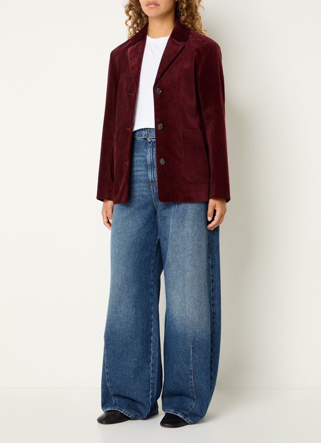 Max Mara Maranta blazer van corduroy met opgestikte zakken - voorkant 4 bordeauxrood