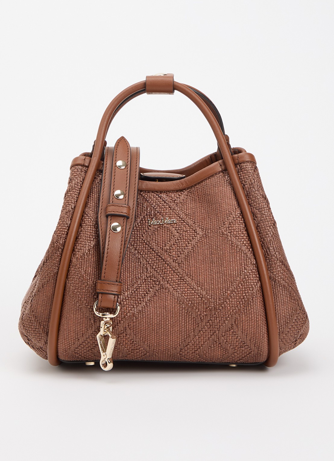 Max Mara Marine Extra Small handtas met details van leer en afneembare schouderriem - voorkant 4 chocoladebruin