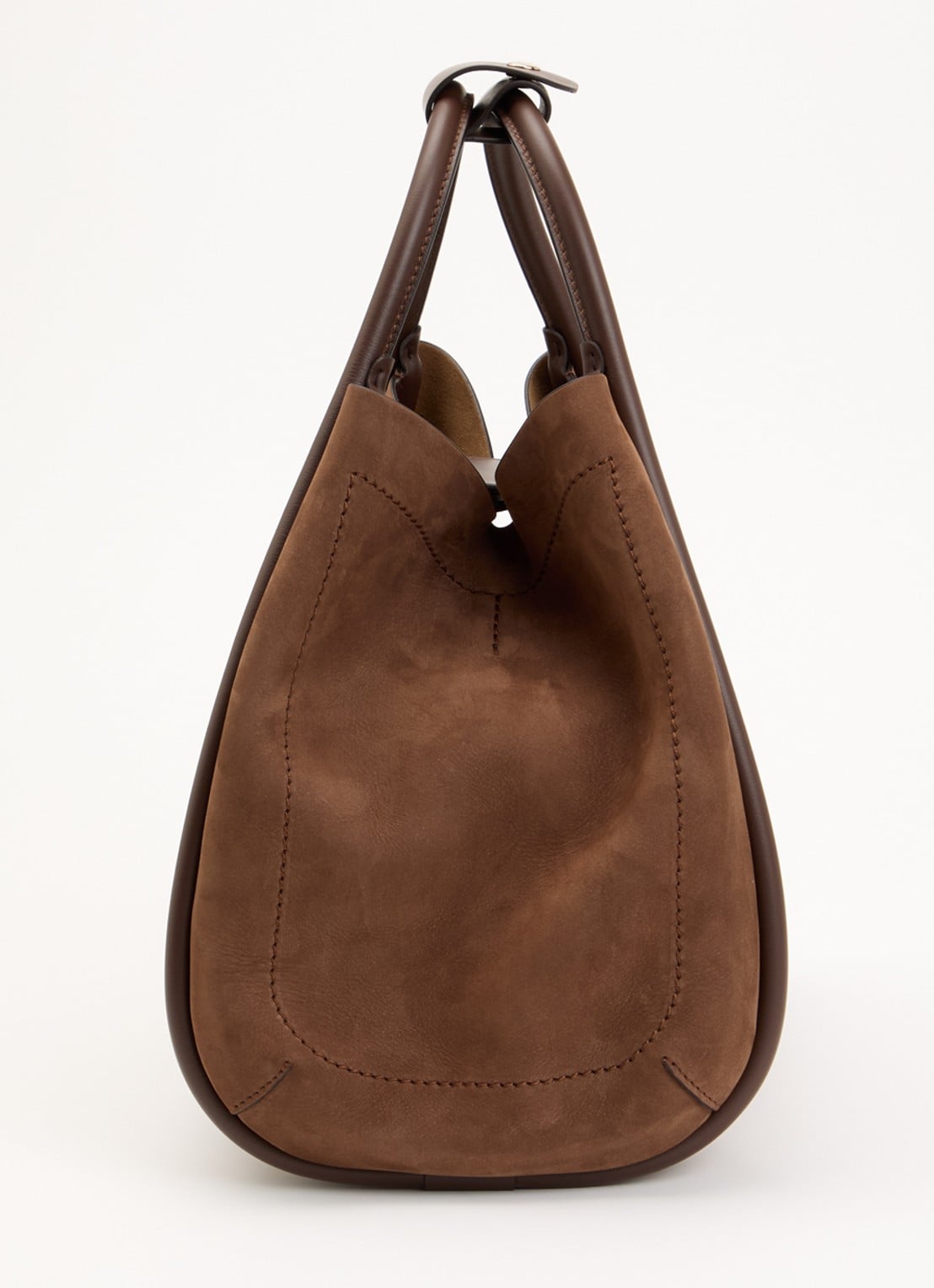 Max Mara Marine handtas van suède met details van kalfsleer  - detail 2 bruin