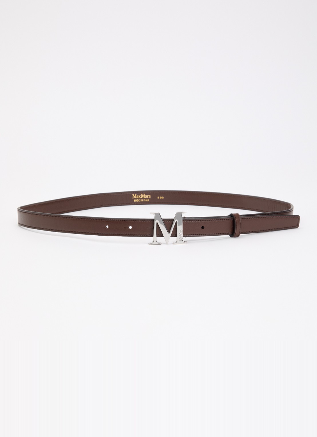 Max Mara Marrone Scuro riem van leer - voorkant 2 donkerbruin