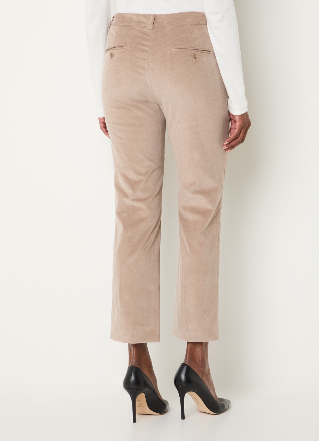 Max Mara Marruca mid waist cropped bootcut fit chino van fluweel - achterkant 2 zand
