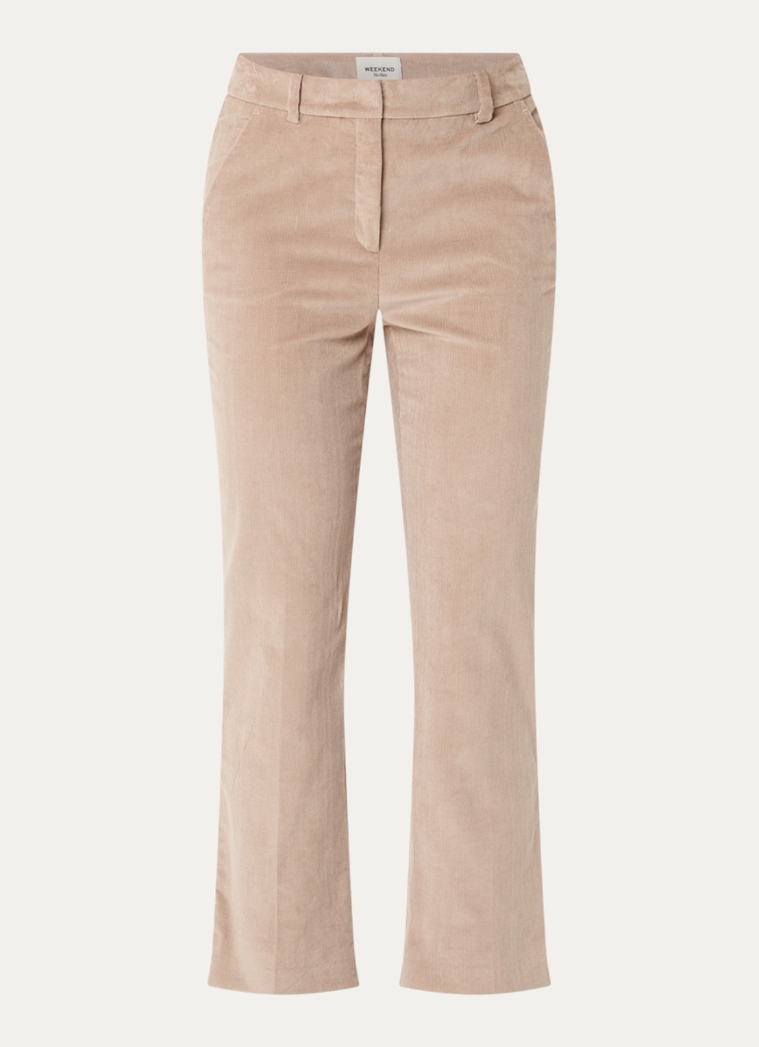 Max Mara Marruca mid waist cropped bootcut fit chino van fluweel - voorkant 3 zand