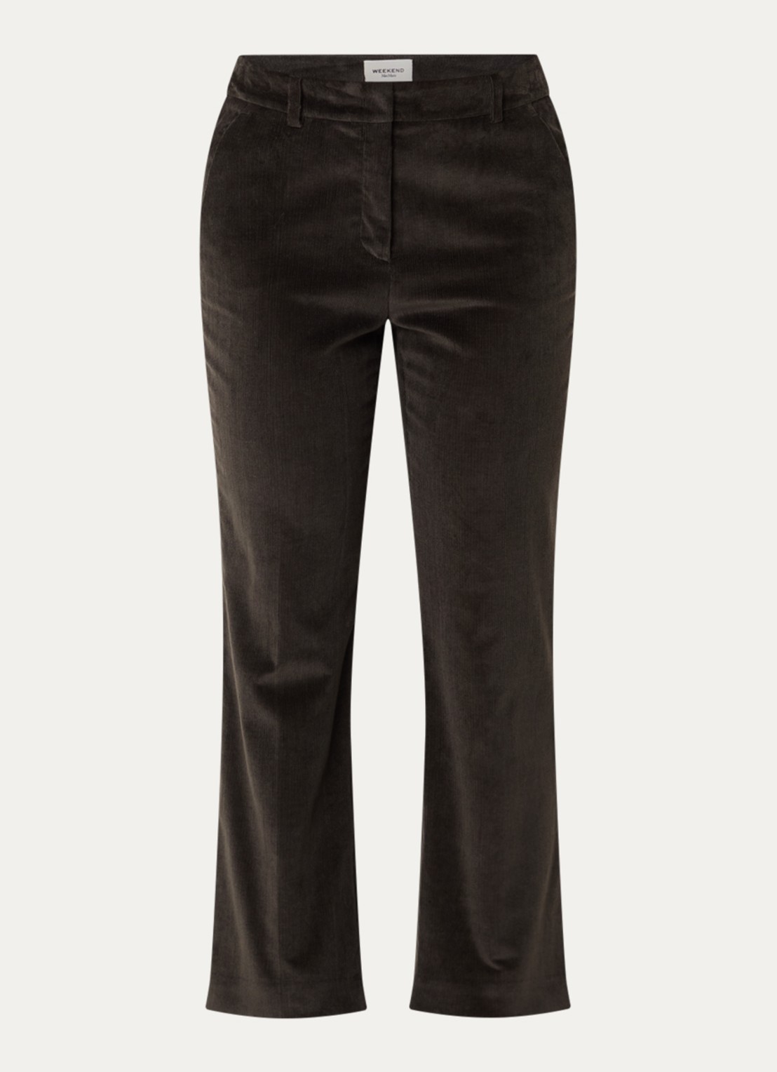 Max Mara Marruca mid waist cropped bootcut fit chino van fluweel - voorkant 3 donkerbruin