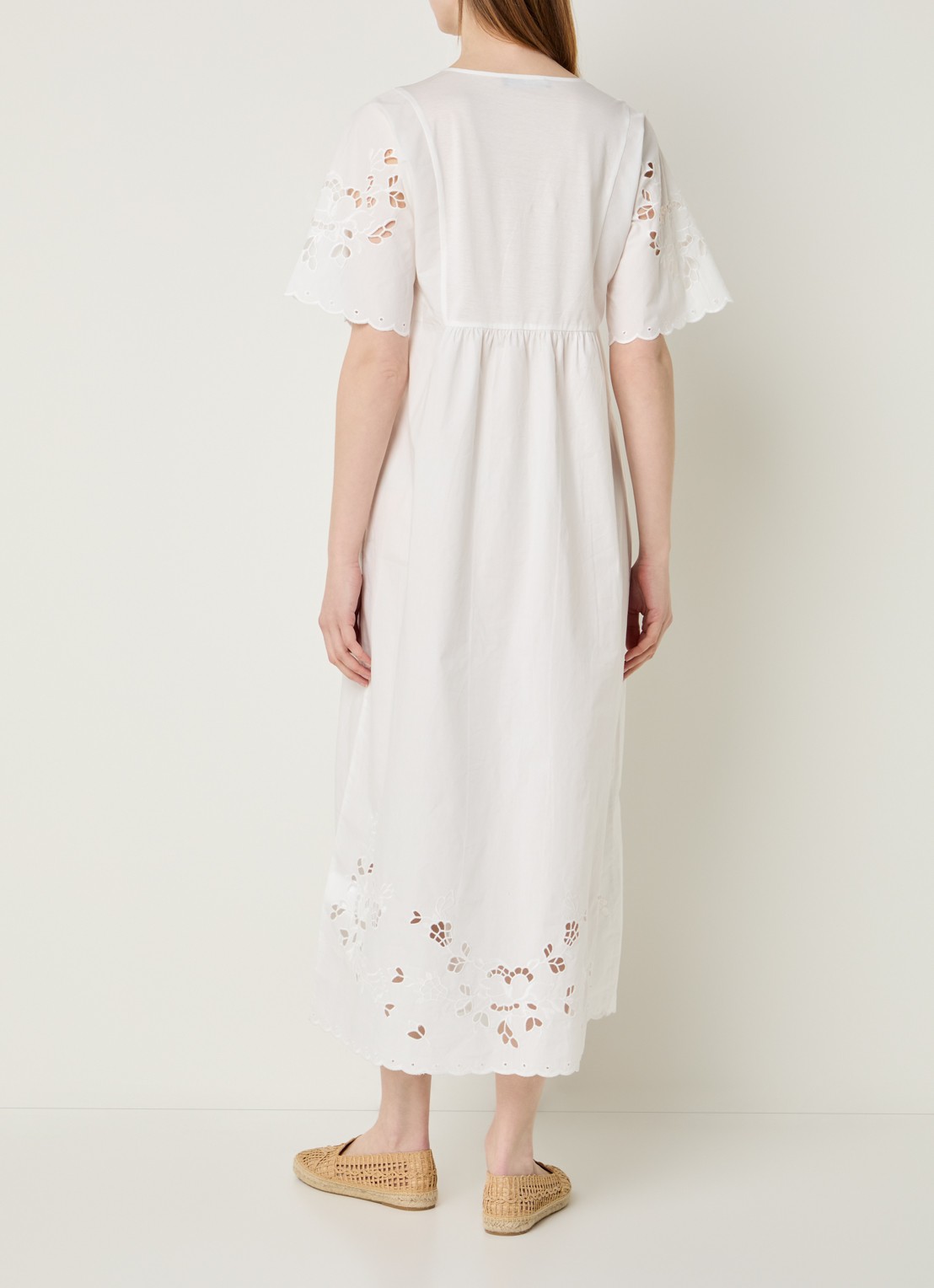 Max Mara Maxi jurk met borduring - achterkant wit